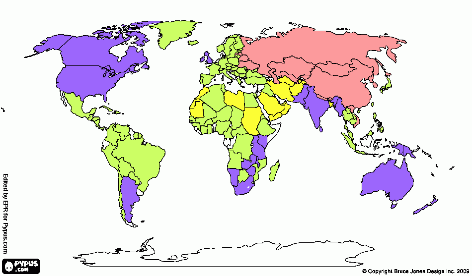 раскраска Карта мира